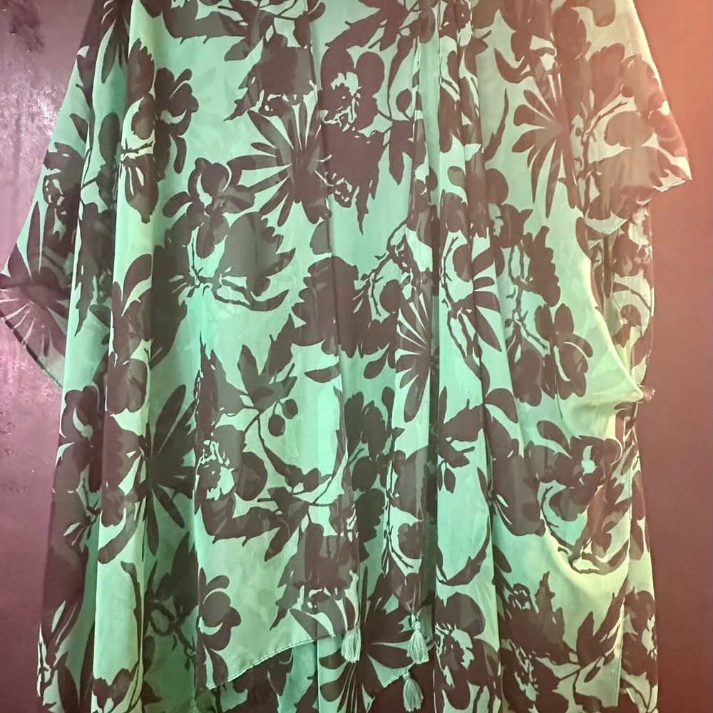 Cato Green and Black Floral Tunic